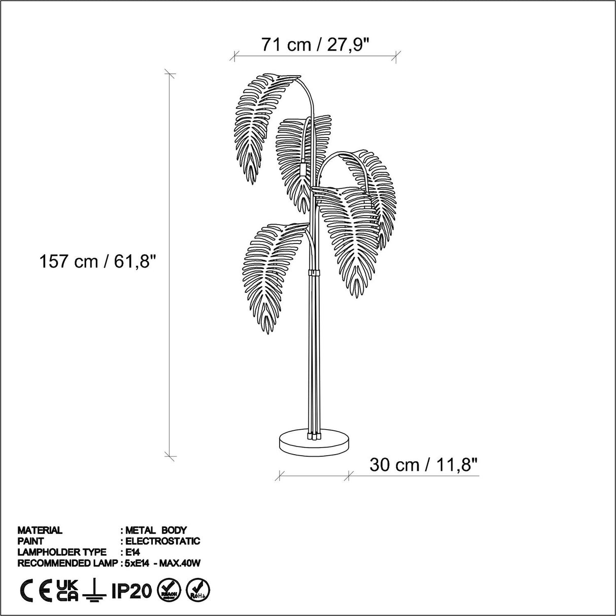 Palmtree Golvlampa Gold