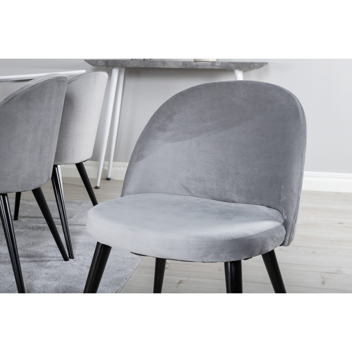 Polar, Velvet Rektangulär matgrupp Svart,Grå, Vit, 180 x 90