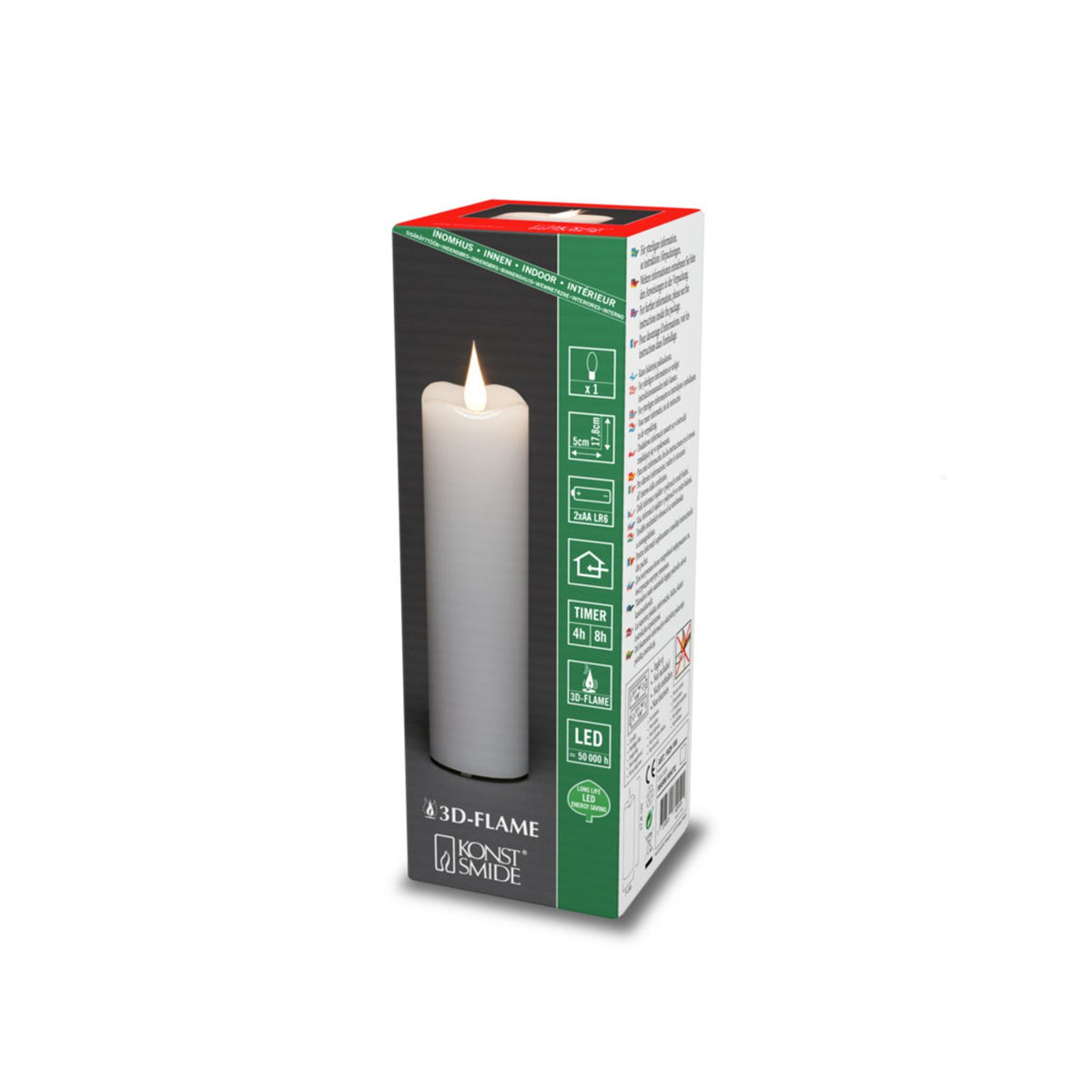 Vaxljus LED varmvit timer 4/8h 2xAA Dekorationsljus El 5x17,8 cm