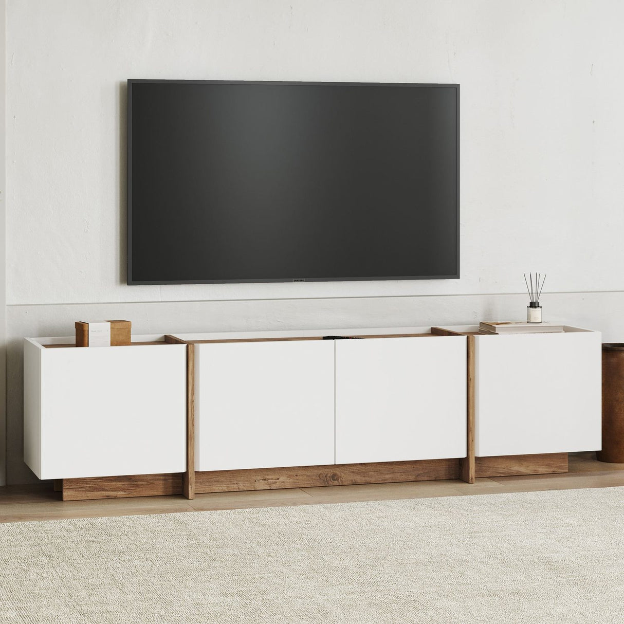 Victoria TV-bänk Vit Atlantic Pine