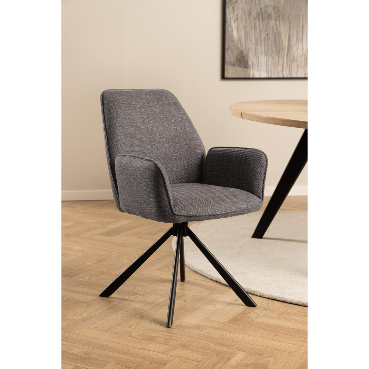 Bayonne Karmstol Basel tyg Ljusgrå-Brun