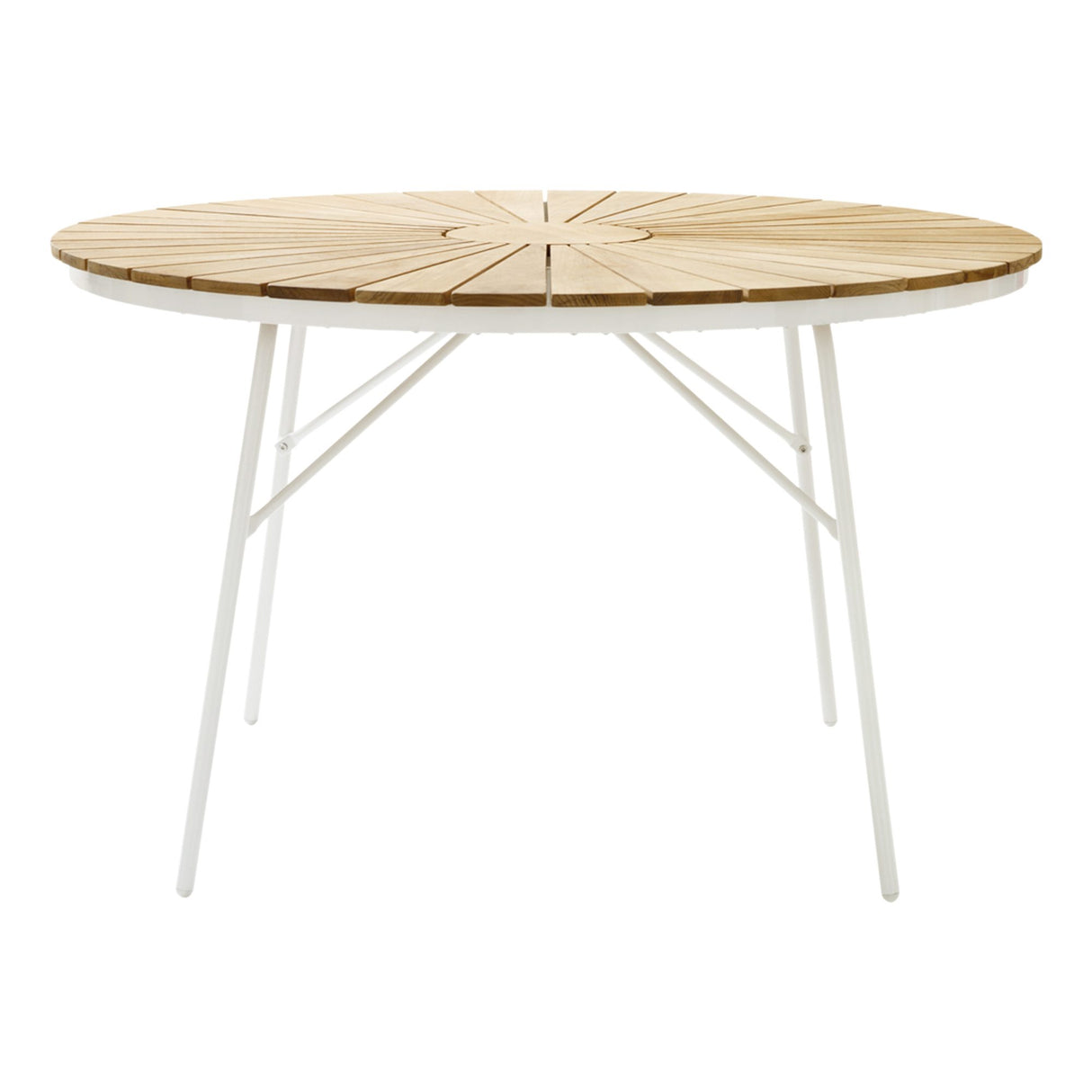 Ellen Trädgårdsmöbelset i Teak och Aluminium 110 cm + 4 stolar, Vit