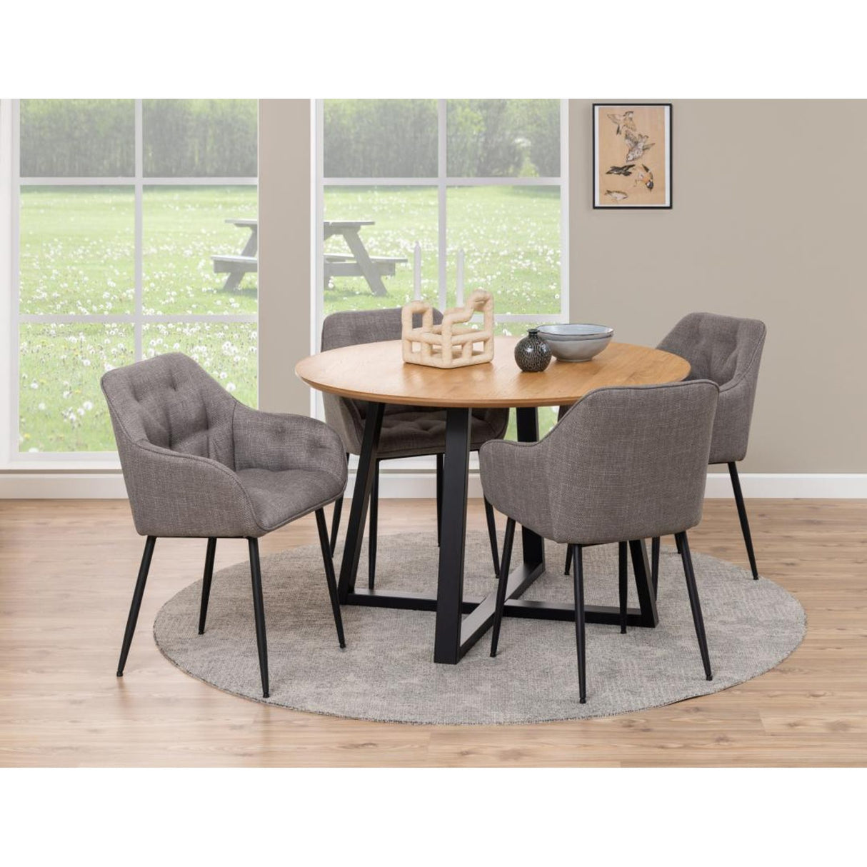 Toulon Karmstol Basel tyg Ljusgrå-Brun