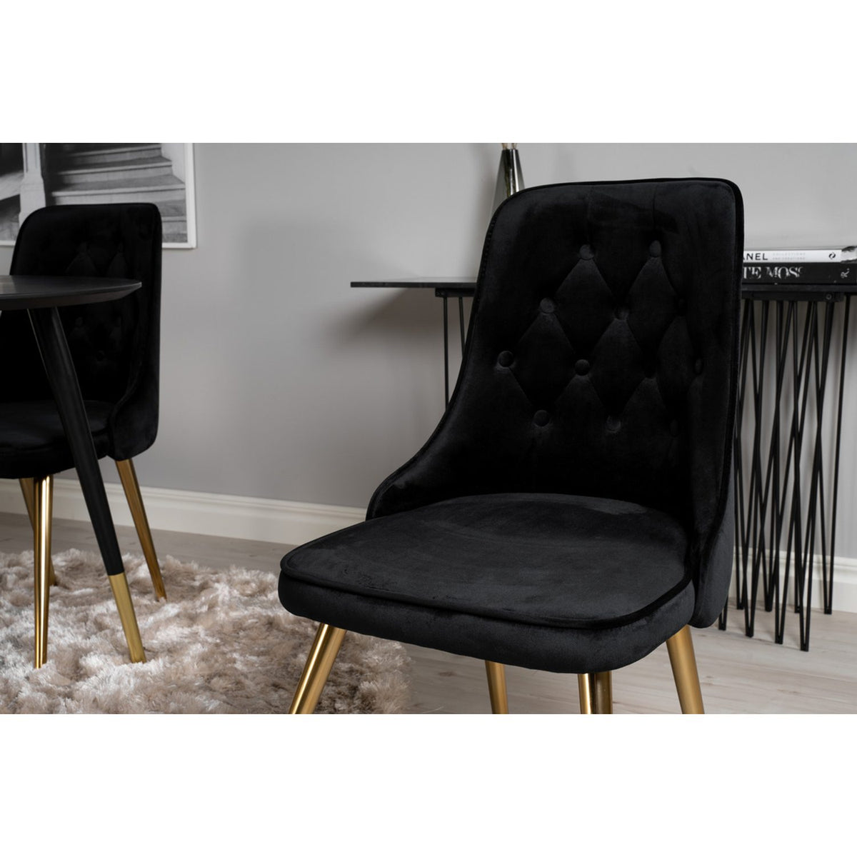 Dipp, Velvet Deluxe Rund matgrupp Svart, Guld, Svart, Guld, ⌀115