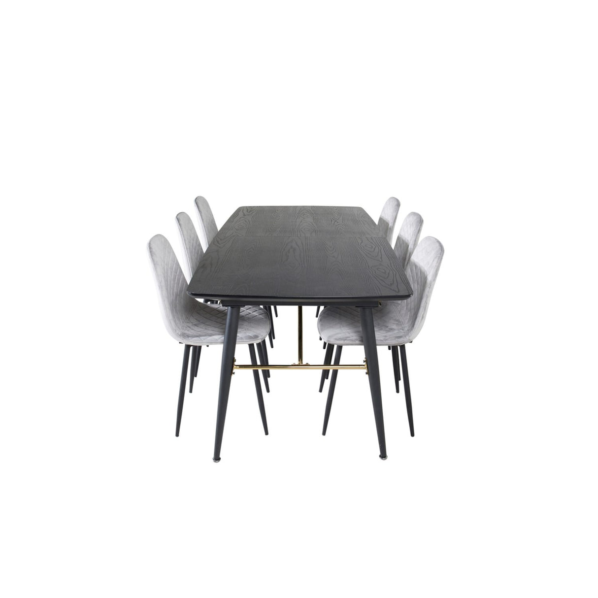Gold, Polar Rektangulär matgrupp Svart,Grå, Svart, 180 x 85