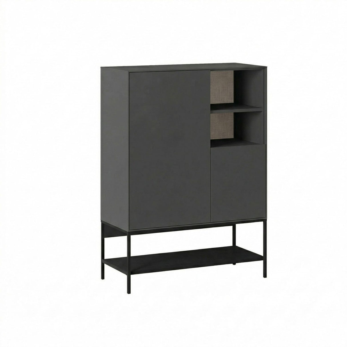 Amira (90 x 125 x 40 cm) Sideboard Antracitträ Svart Svart