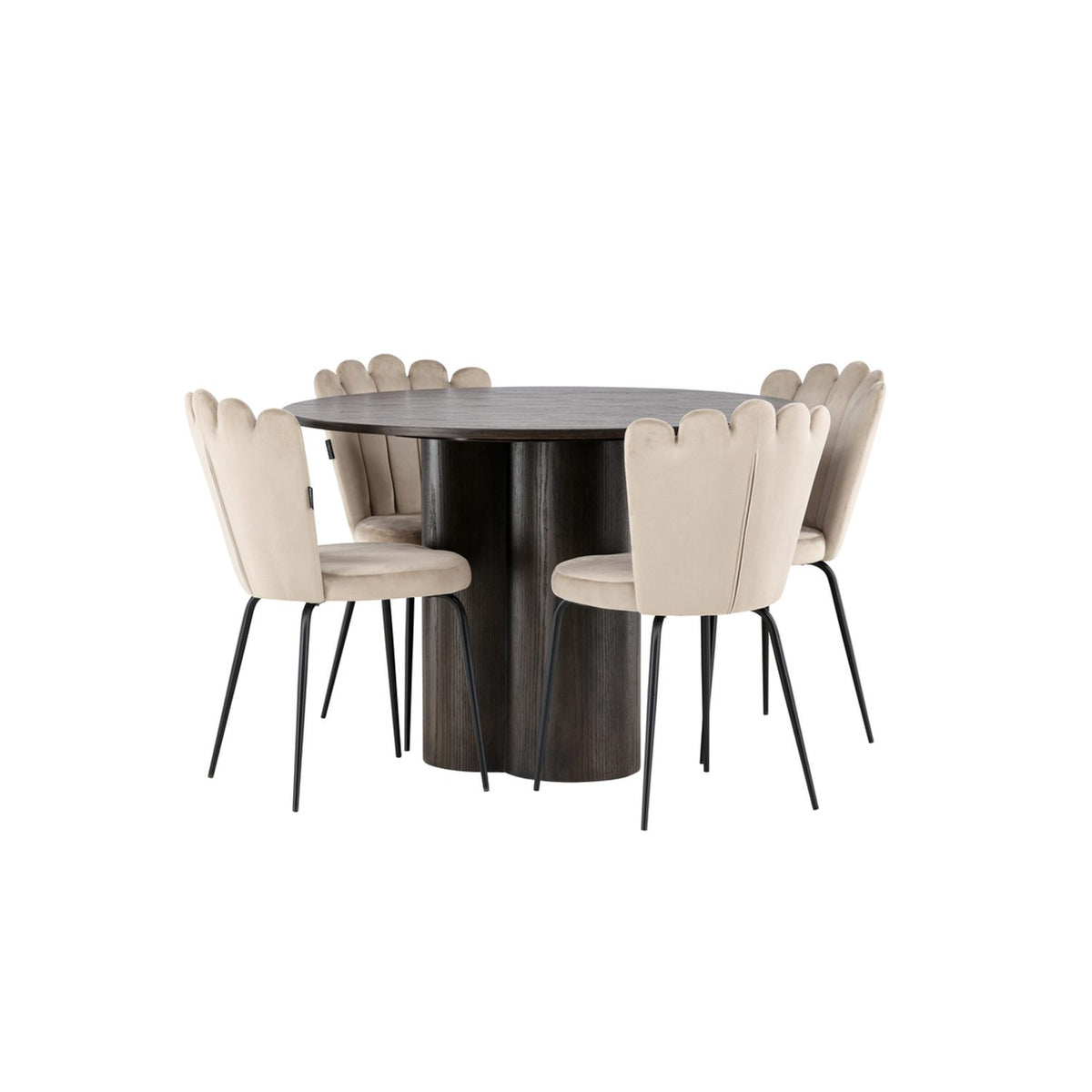 Olivia, Limhamn Rund matgrupp Beige,Svart, Mocka, ⌀110
