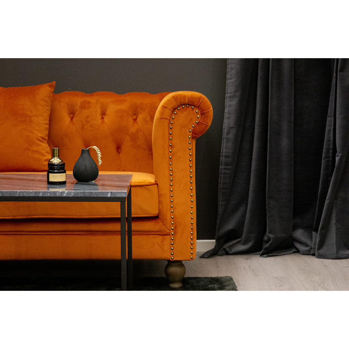 Sammet 3-sitssoffa Rostig Orange