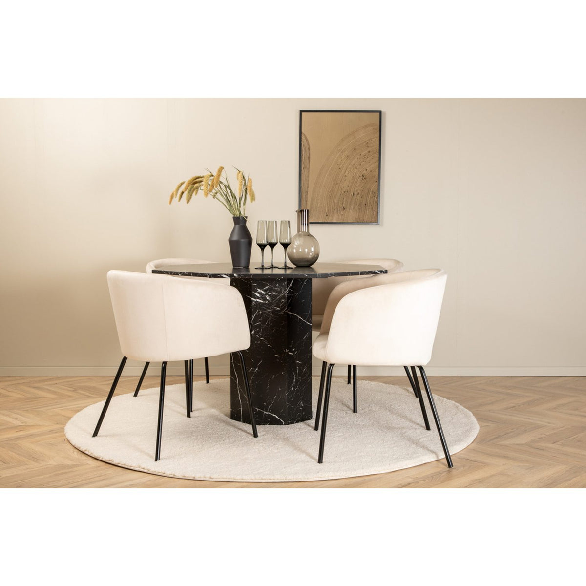 Marbs, Berit Rund matgrupp Beige, Svart, Svart, ⌀110