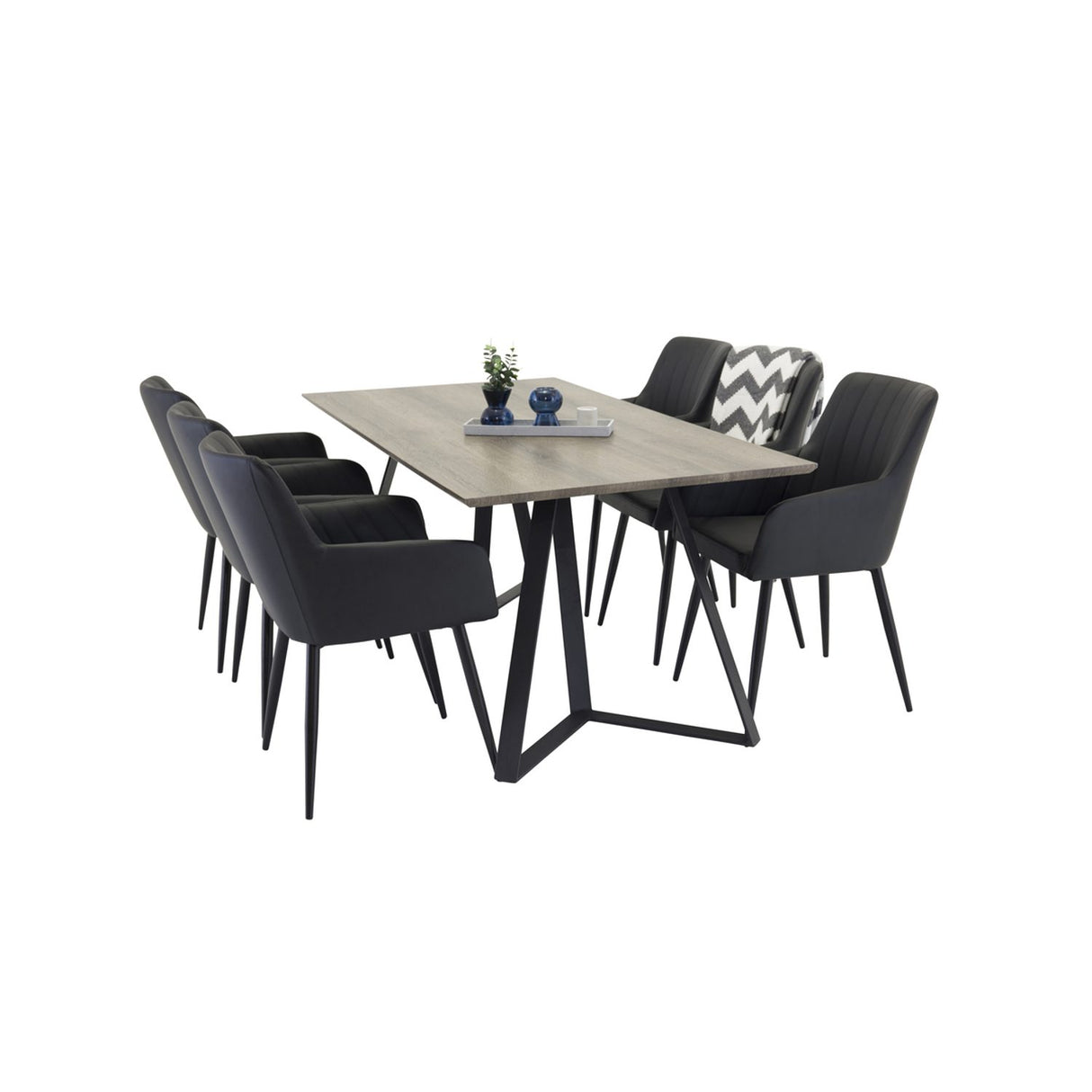 Marina, Comfort Rektangulär matgrupp Svart, Svart,Grå, 180 x 90
