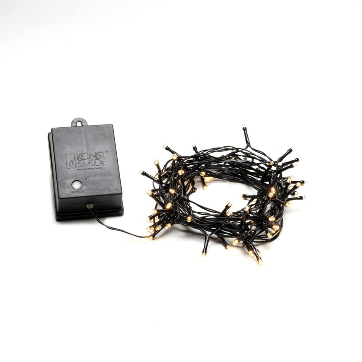LED Skymningssensor och timer 6/9h Ljusslinga Ute Varmvit/Svart Kabel, 80 Lampor (7.9m)