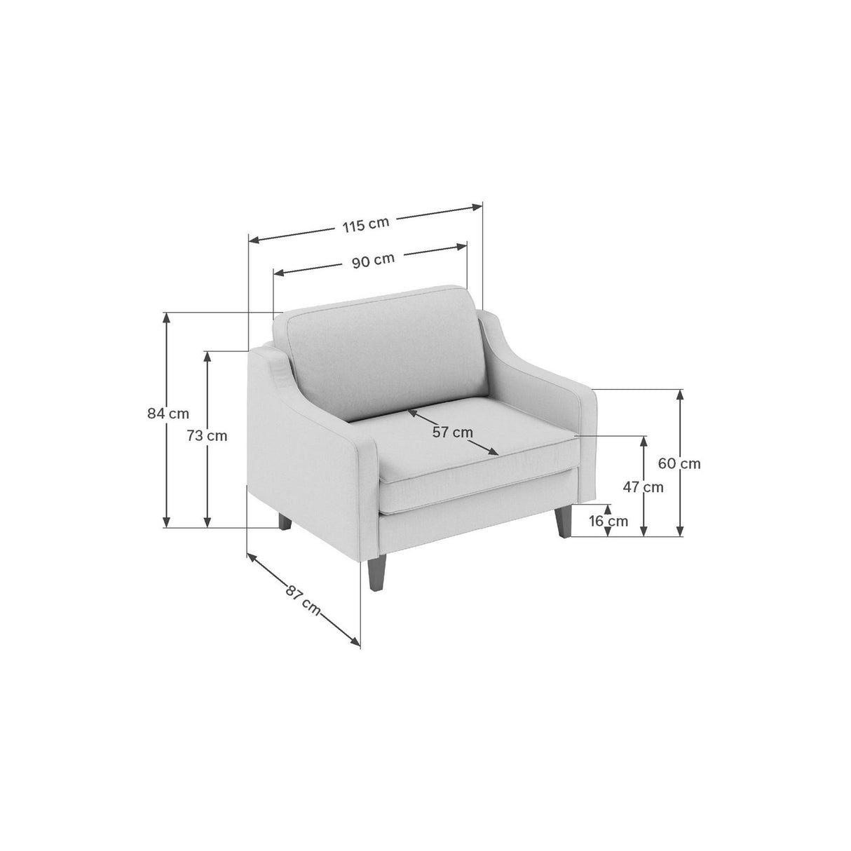 Oslo Loveseat (115 x 84 x 87 cm) 1-sitssoffa Dimgrå valnöt