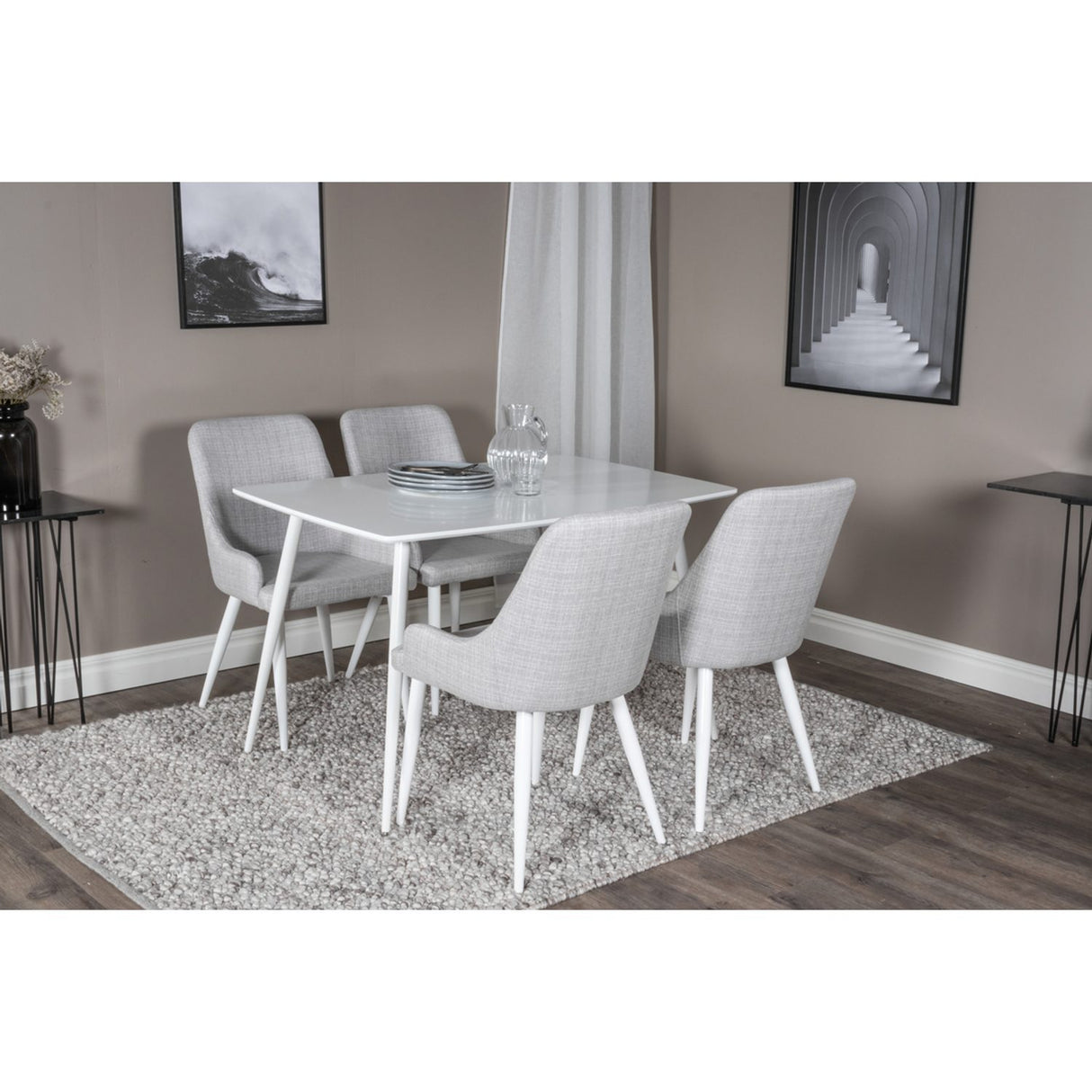 Polar, Plaza Rektangulär matgrupp Grå,Vit, Vit, 120 x 75