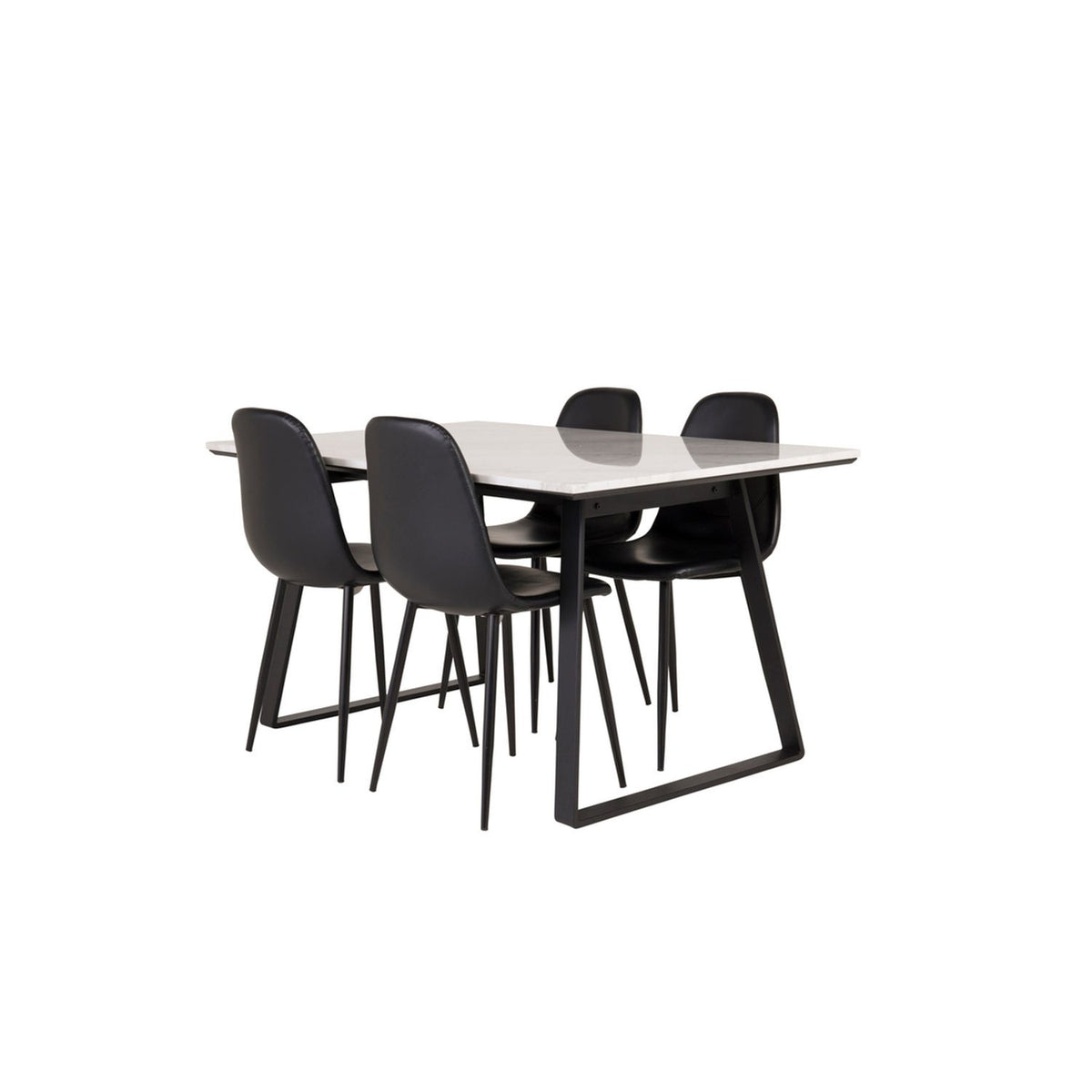 Estelle, Polar Rektangulär matgrupp Svart, Svart,Vit, 140 x 90