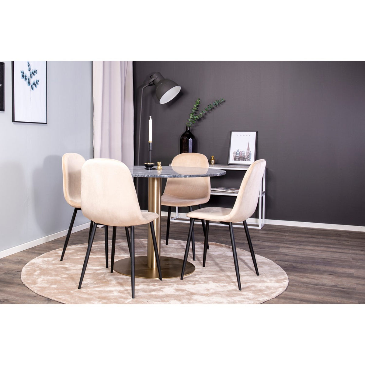 Estelle, Polar Rund matgrupp Beige,Svart, Guld, Mörkgrå, ⌀106