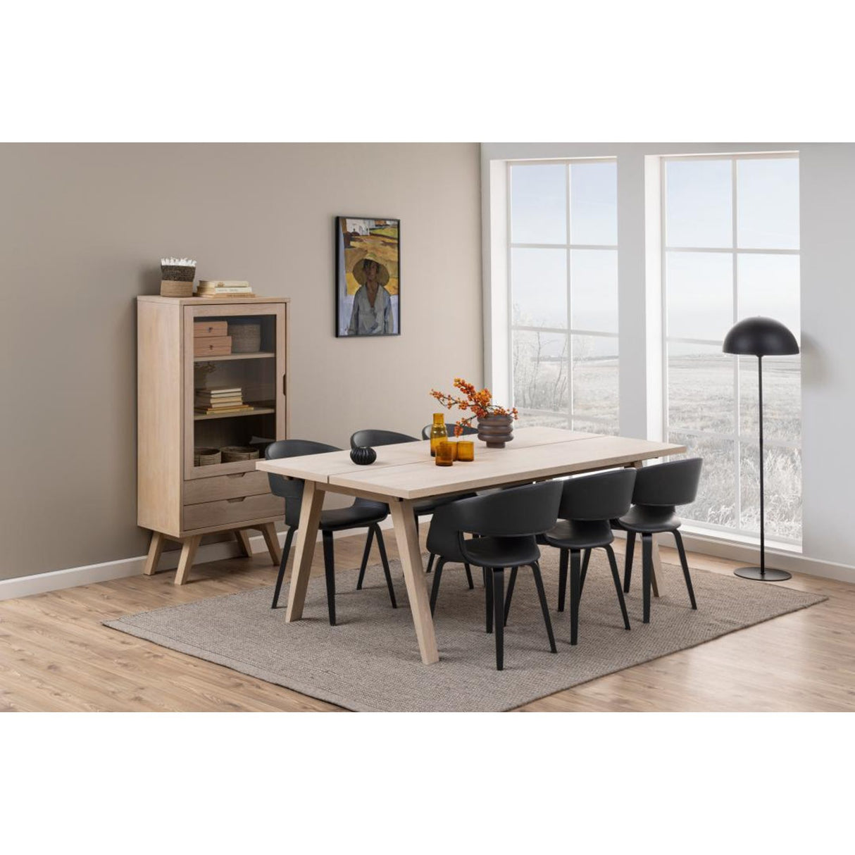 Arendal Vitrinskåp 145x72x36 cm Vitpigmenterad Ek