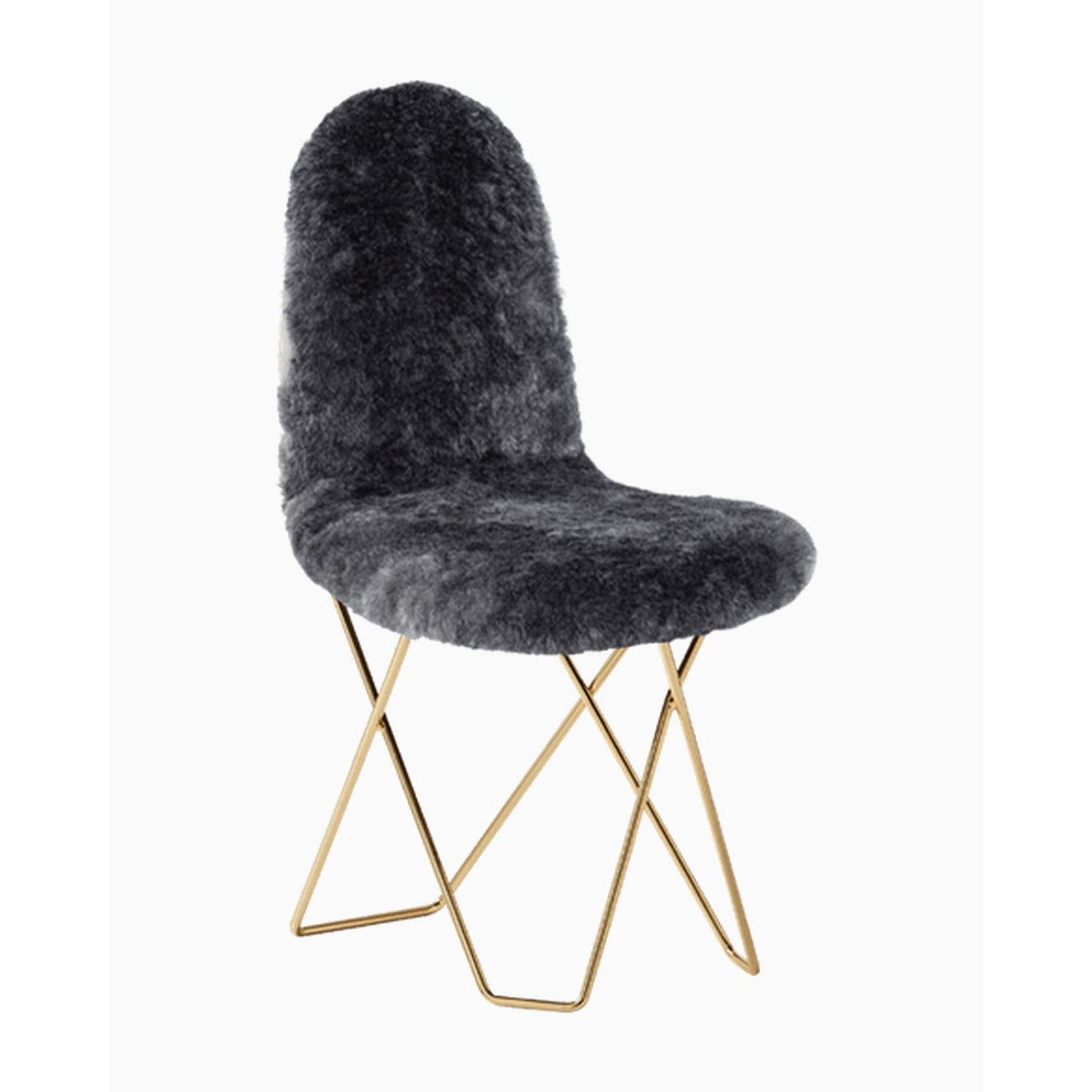 Cactus Sheepskin Stol Guld, Mörkgrå