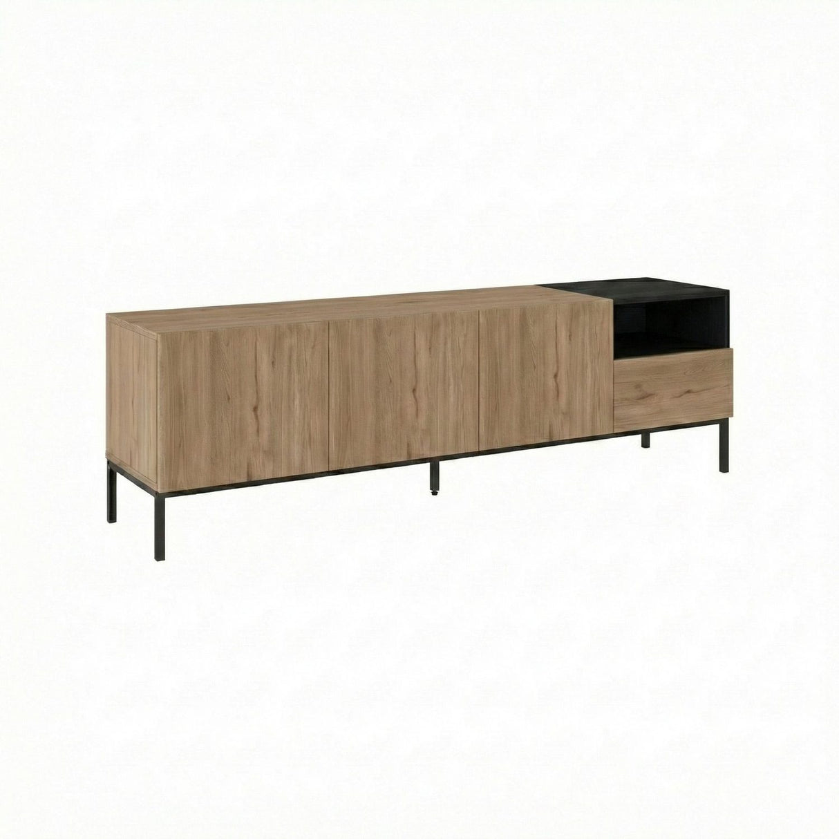 Salvador 180 (180 x 55 x 41,8 cm) TV-bänk Naturlig ekträ svart sandsten