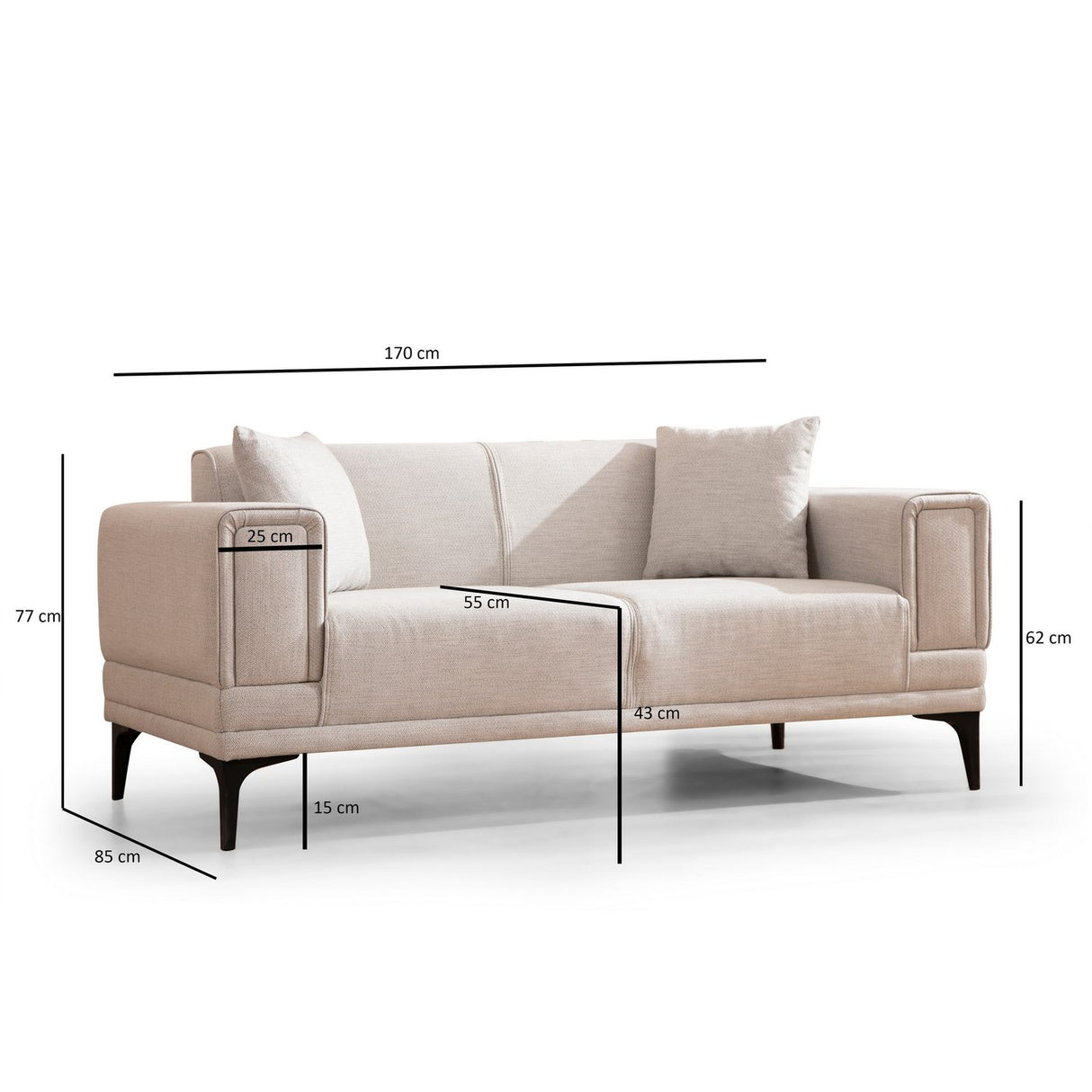 Monaco (170 x 85 x 77 cm) 2-sitssoffa Ecru