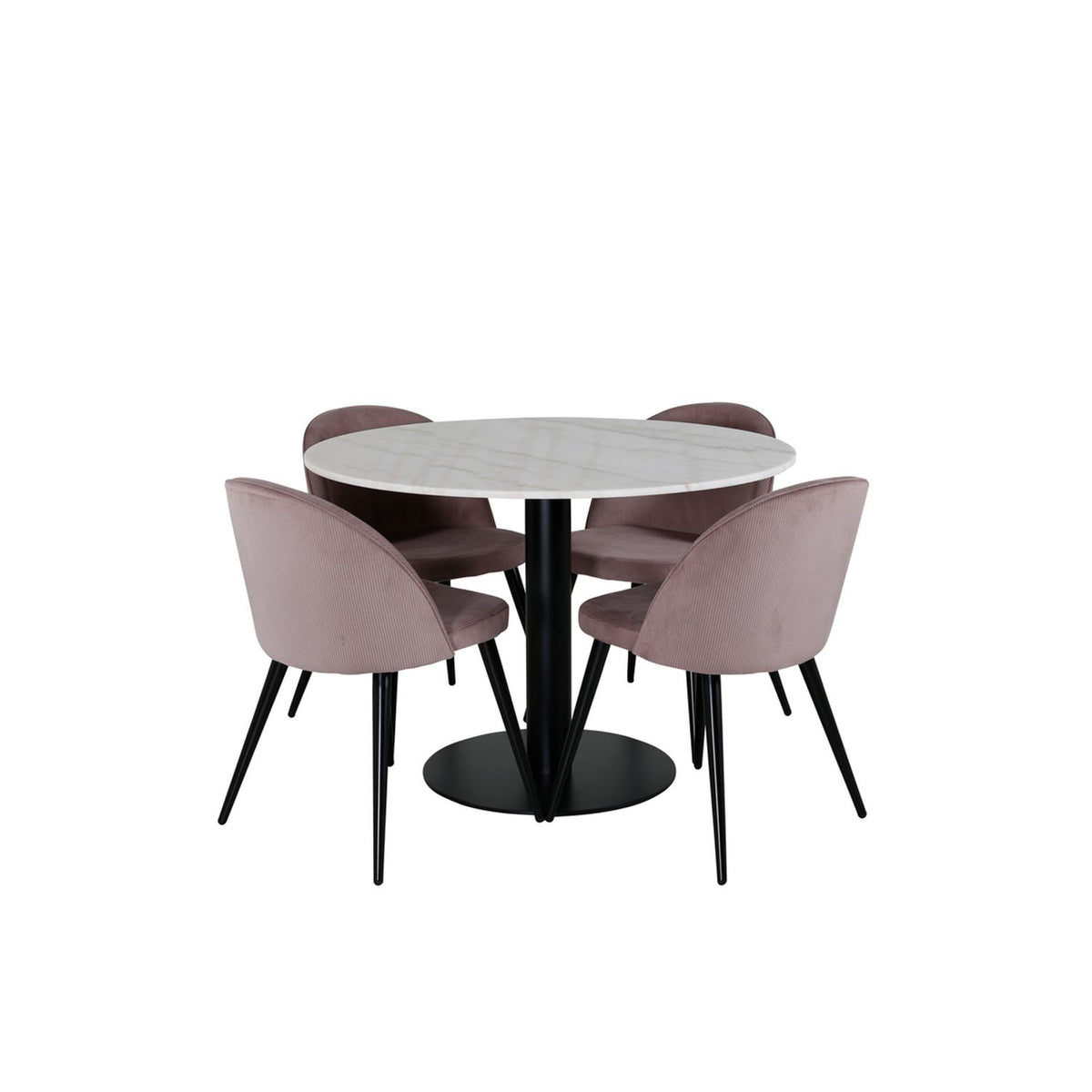 Estelle, Velvet Rund matgrupp Svart, Dusty Pink, Svart,Vit, ⌀106