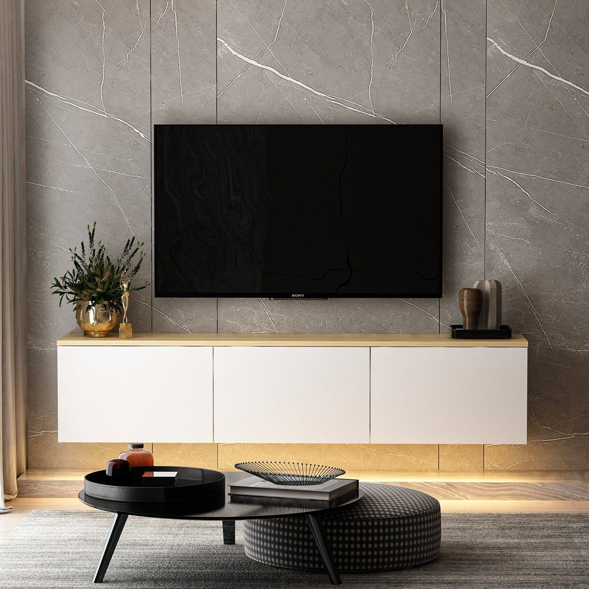 Reykjavik (160 x 35 x 32 cm) vit ek TV-bänk