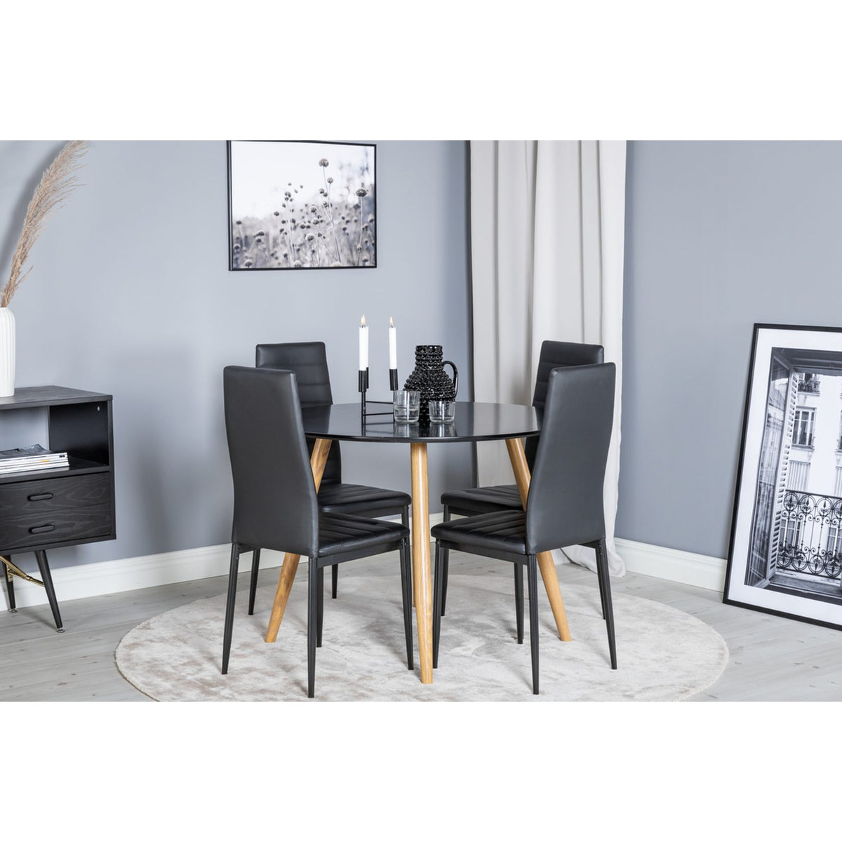 Plaza, Slim Rund matgrupp Svart, Svart, 4st