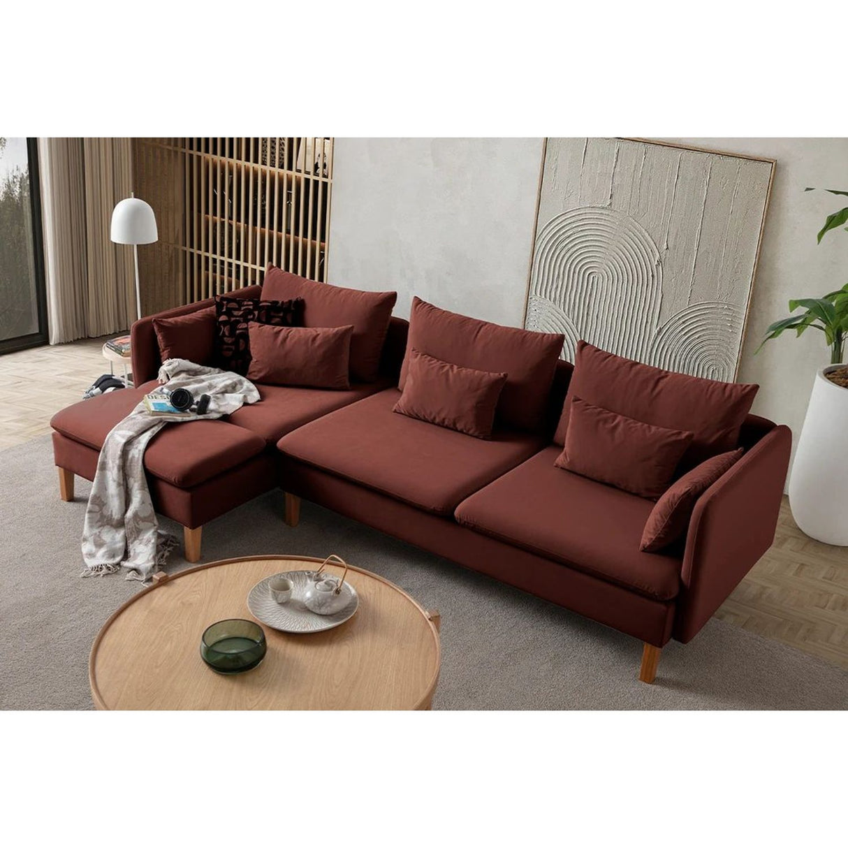 Quito Relax (185 x 95 x 92 cm) Hörnsoffa Kakelröd