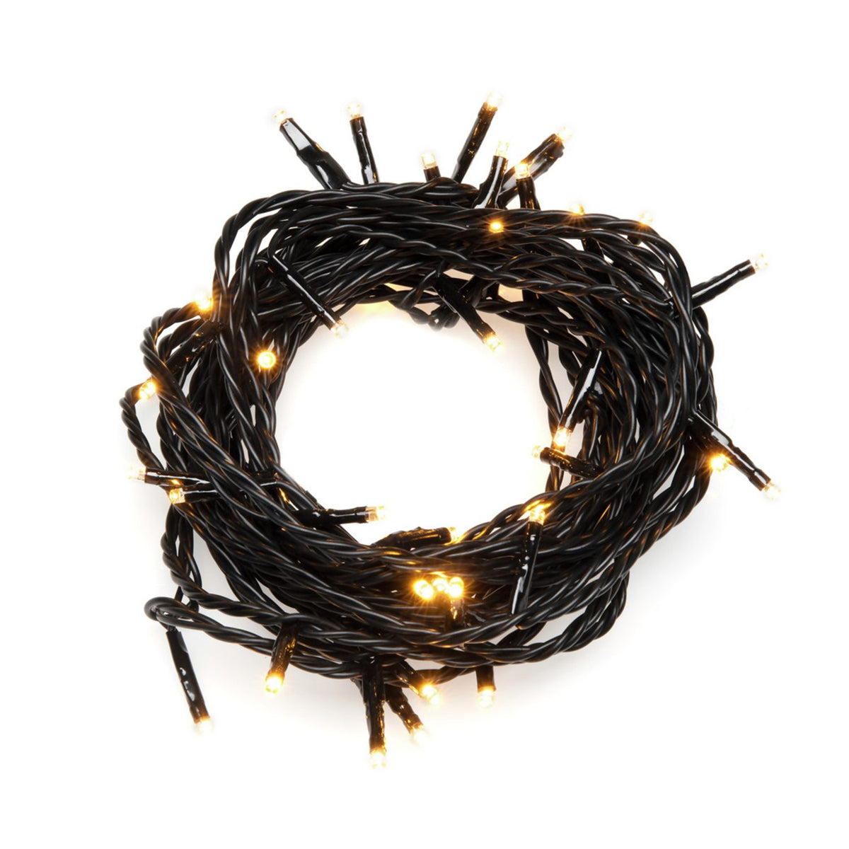 Mikro LED 24V/IP44 Ljusslinga Ute 80 Lampor (12.64m), Amber/Svart Kabel