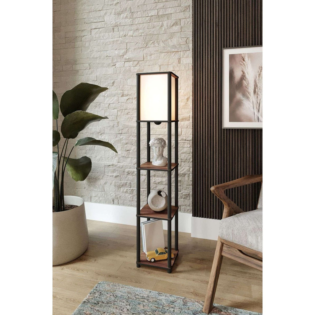 TierShelfLampz2 (H 150 cm) Golvlampa Valnöt
