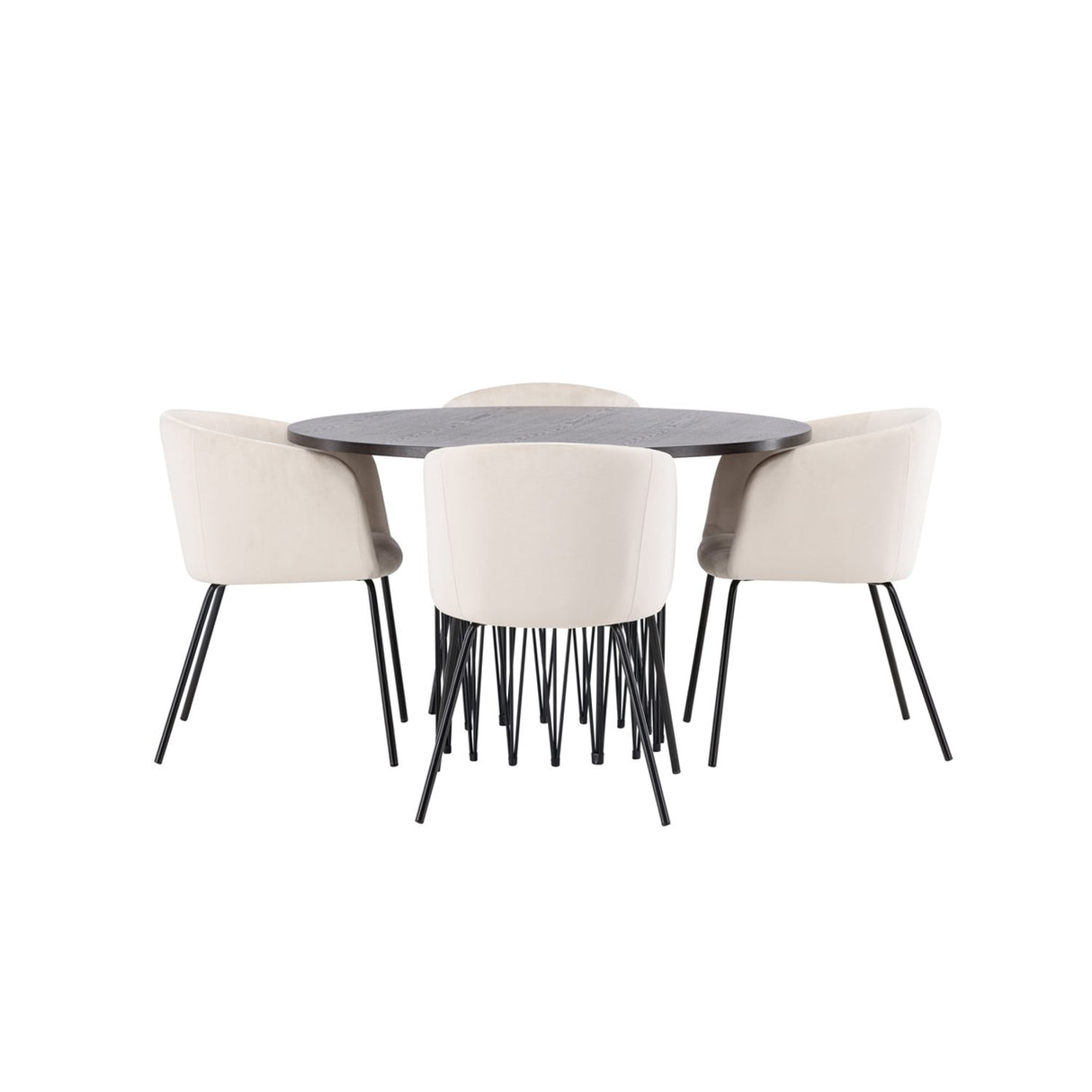 Stone, Berit Rund matgrupp Beige, Svart, Svart, Mocka, ⌀120