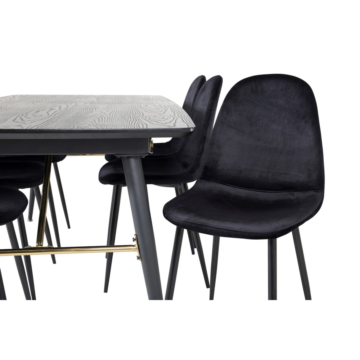 Gold, Polar Rektangulär matgrupp Svart, Svart, 180 x 85