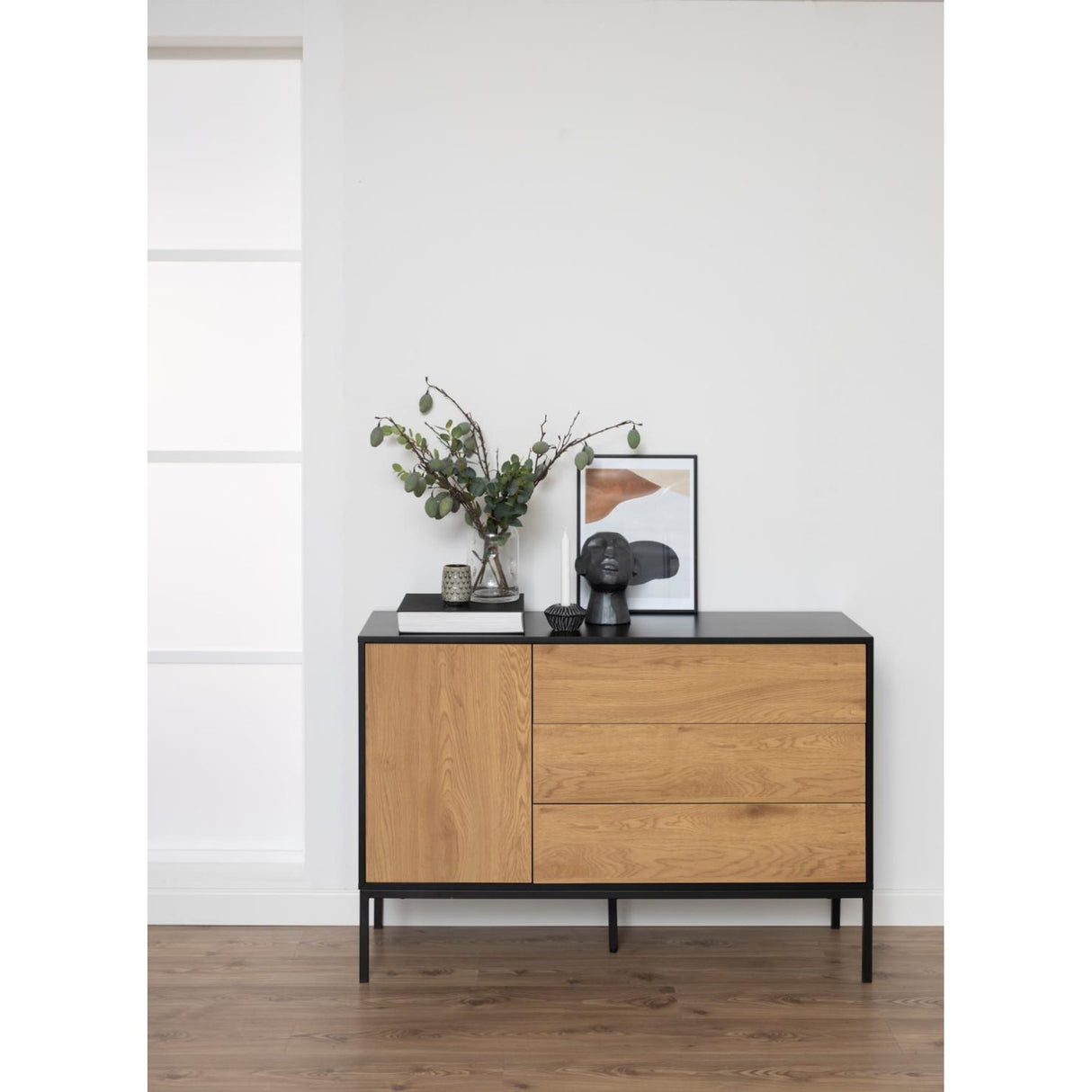 Notting Hill Sideboard 3 lådor 120x40x82 cm Svart/Ek