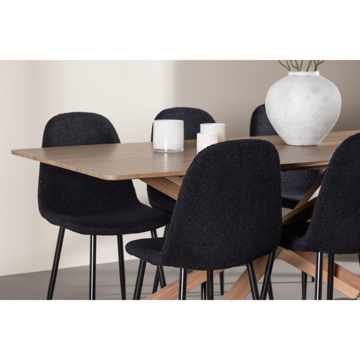 Piazza, Polar Rektangulär matgrupp Svart, Mocka, 180 x 90