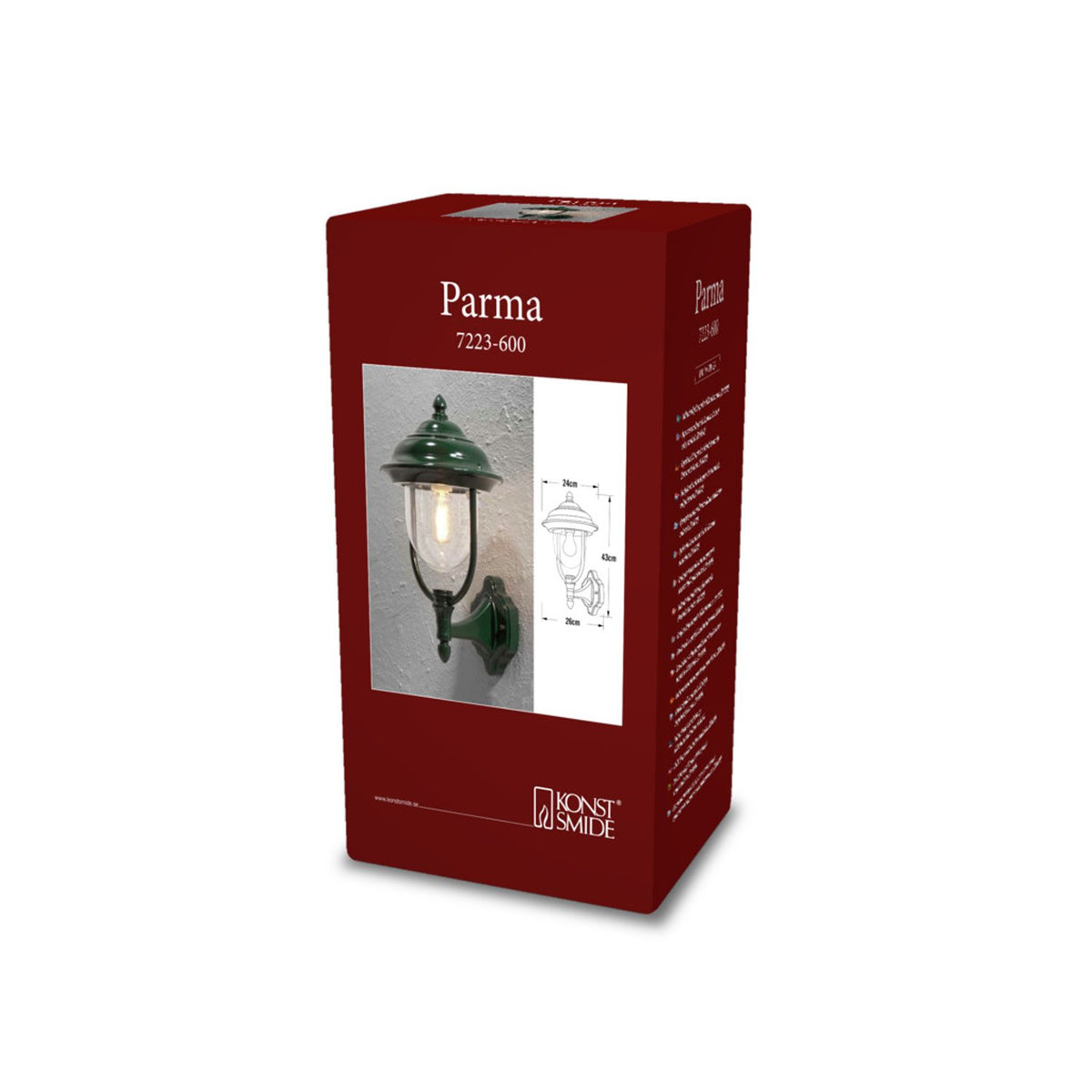 Parma E27 Vägglampa Ute Upp, Grön