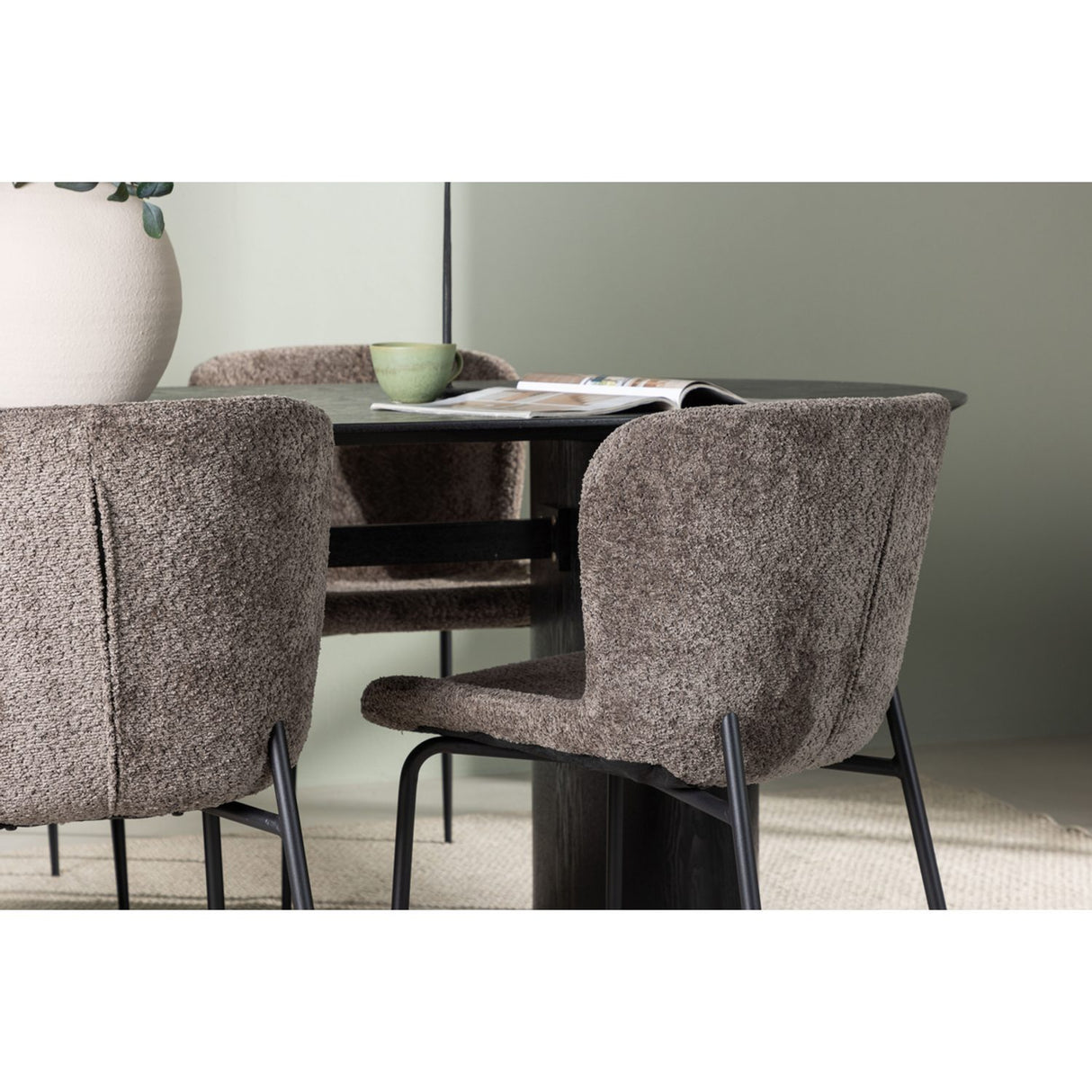 Isolde, Modesto Oval matgrupp Svart,Brun, Svart, 180 x 90