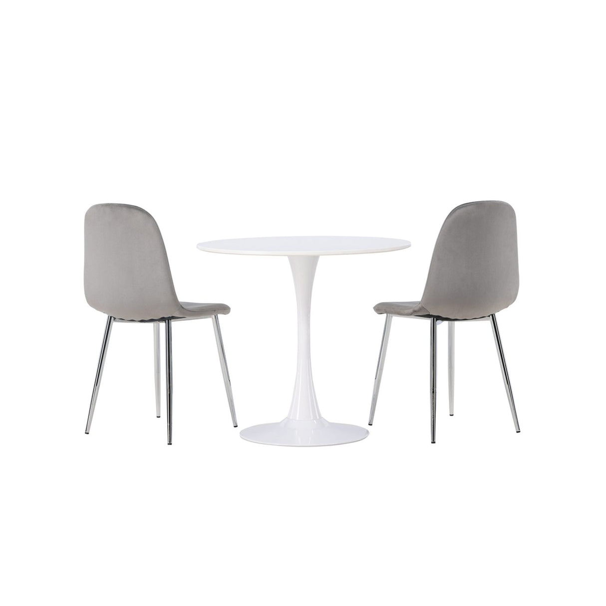 Hamden, Eva Rund matgrupp Silver, Vit, ⌀80