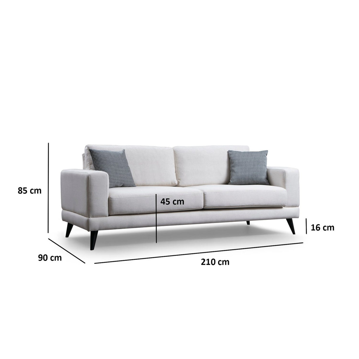 Nordic 3-sits (210 x 90 x 85 cm) Beige 3-sitssoffbädd