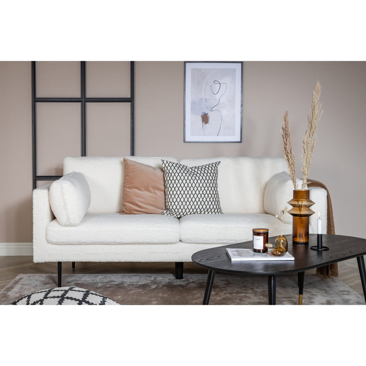 Boom 3-sitssoffa Svart, Polyester teddy
