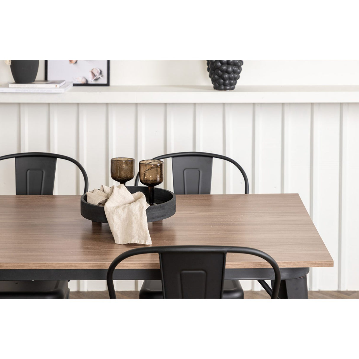 Tempe, Tempe Rektangulär matgrupp Svart, Valnöt, 140 x 80