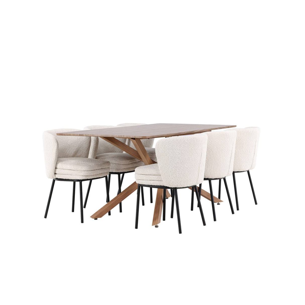 Piazza, Agnes Rektangulär matgrupp Svart,Vit, Mocka, 180 x 90