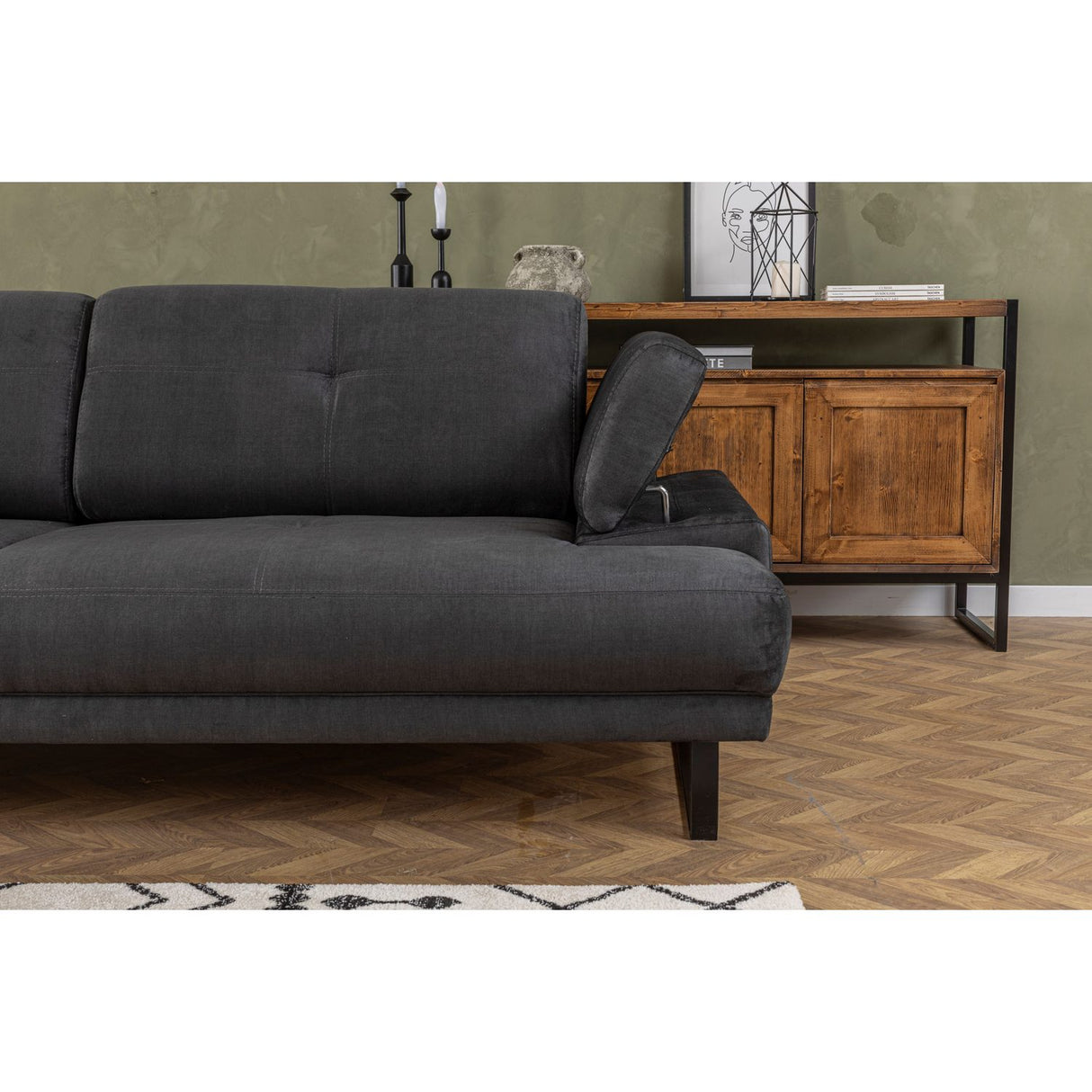Quito (239 x 99 x 83 cm) 3-sits bäddsoffa Antracit