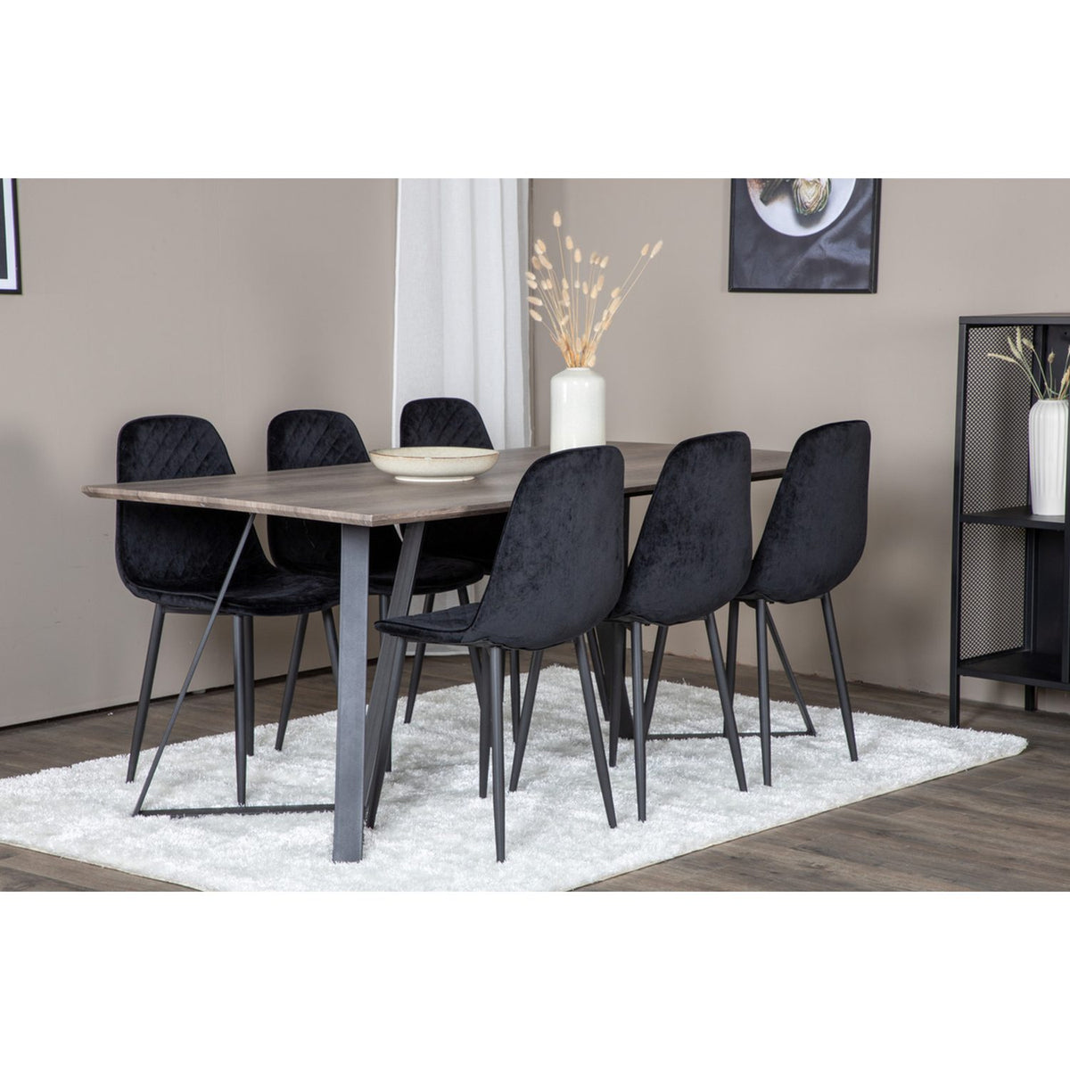 Marina, Polar Rektangulär matgrupp Svart, Svart,Grå, 180 x 90