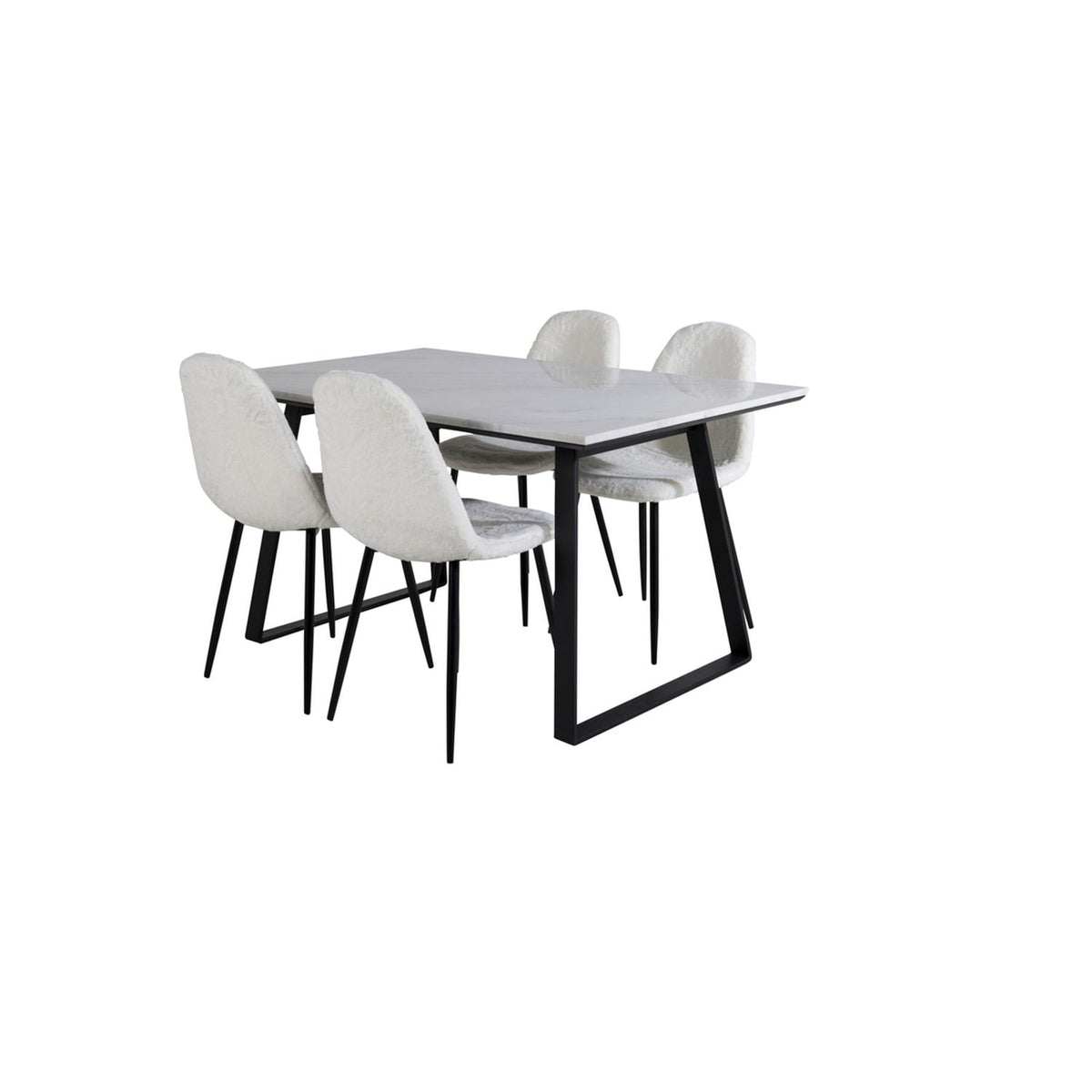 Estelle, Polar Rektangulär matgrupp Svart, vit, Svart, vit, 140 x 90