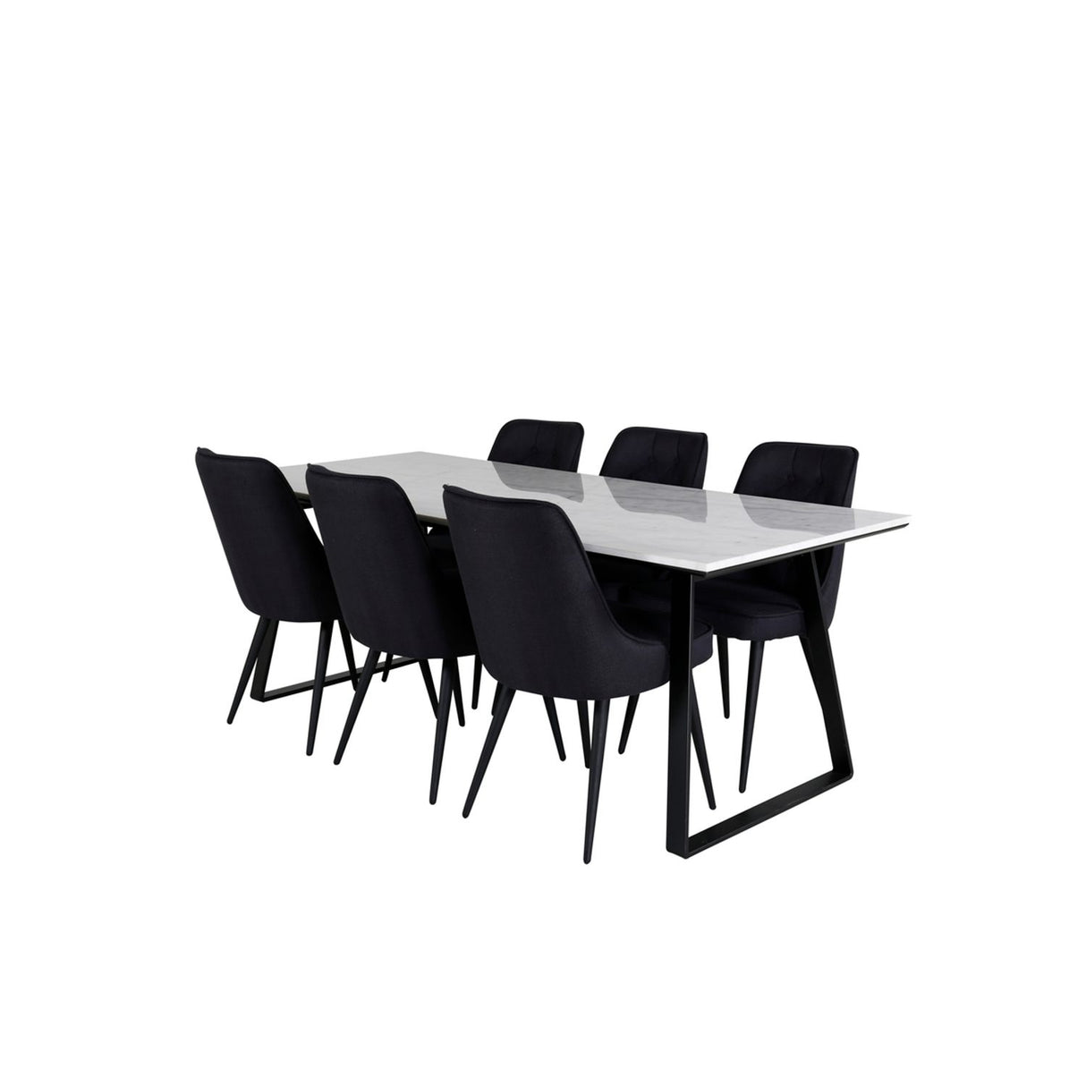 Estelle, Velvet Deluxe Rektangulär matgrupp Svart