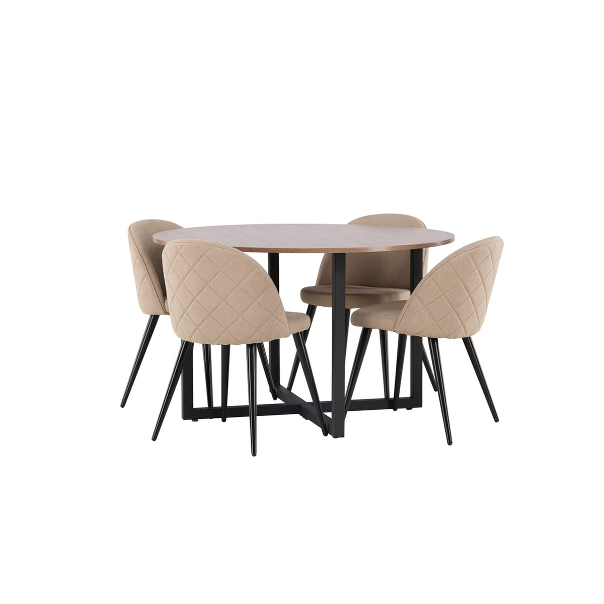 Durango, Velvet Rund matgrupp Beige, Svart, Svart, valnöt, ⌀120