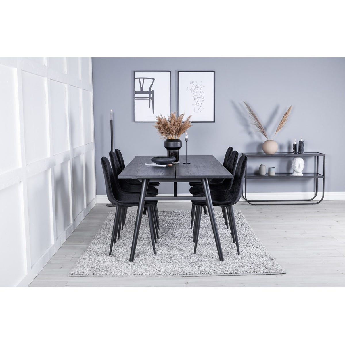 Sleek, Polar Rektangulär matgrupp Svart, Svart, 195 x 95