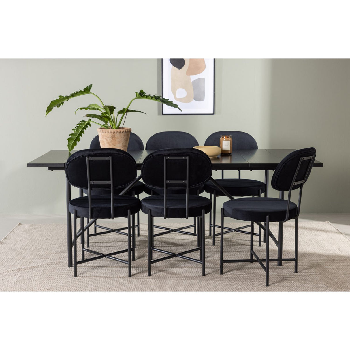 Astrid, Stella Rektangulär matgrupp Svart, Svart, 200 x 90