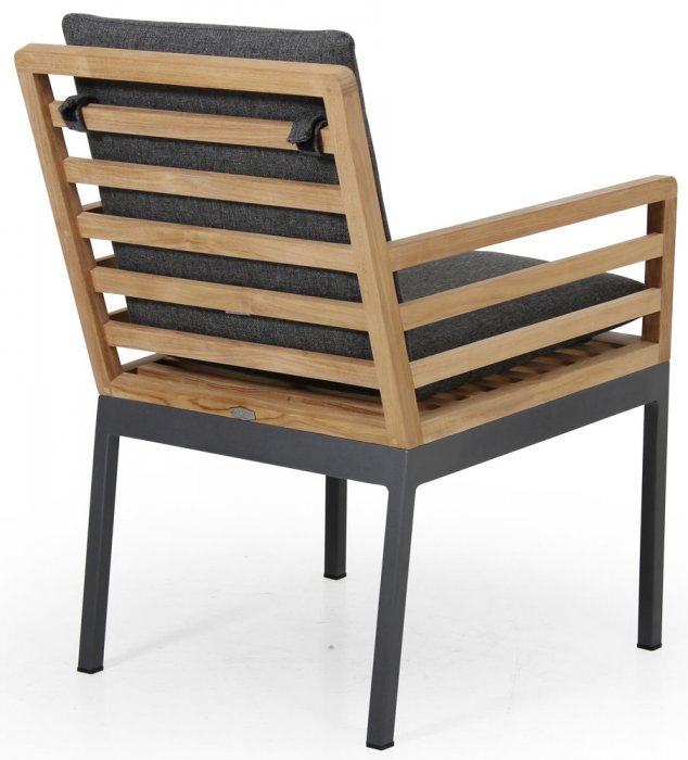 Zalongo Matgrupp Teak/Grå Alu ink 6st Karmstolar