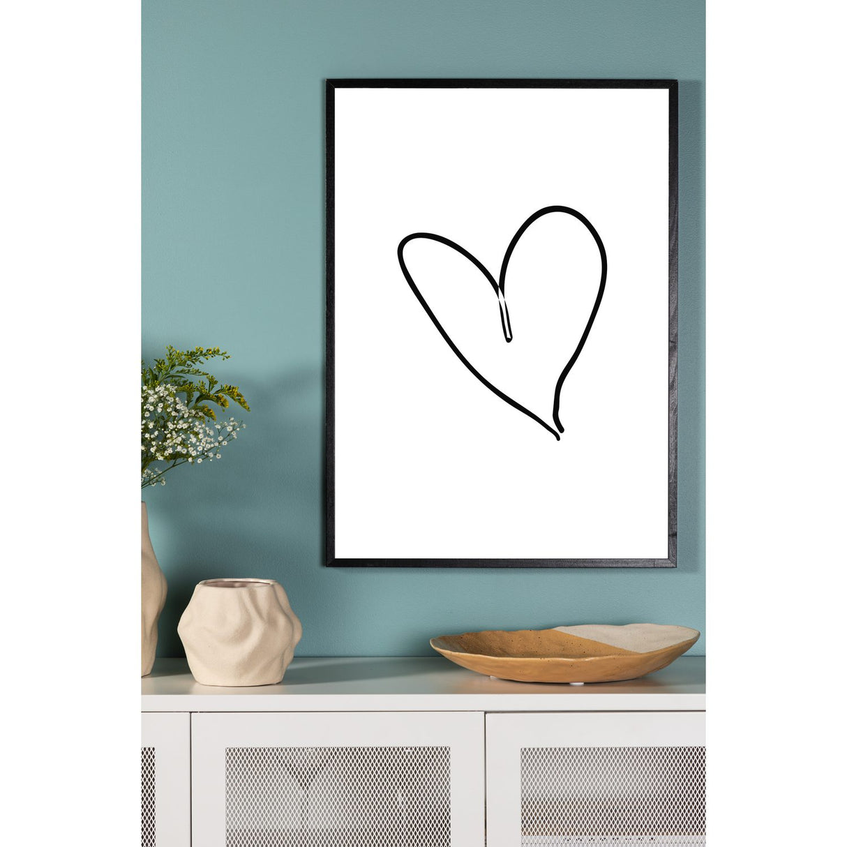 Hjärta Poster Vit, 50 x 70 cm