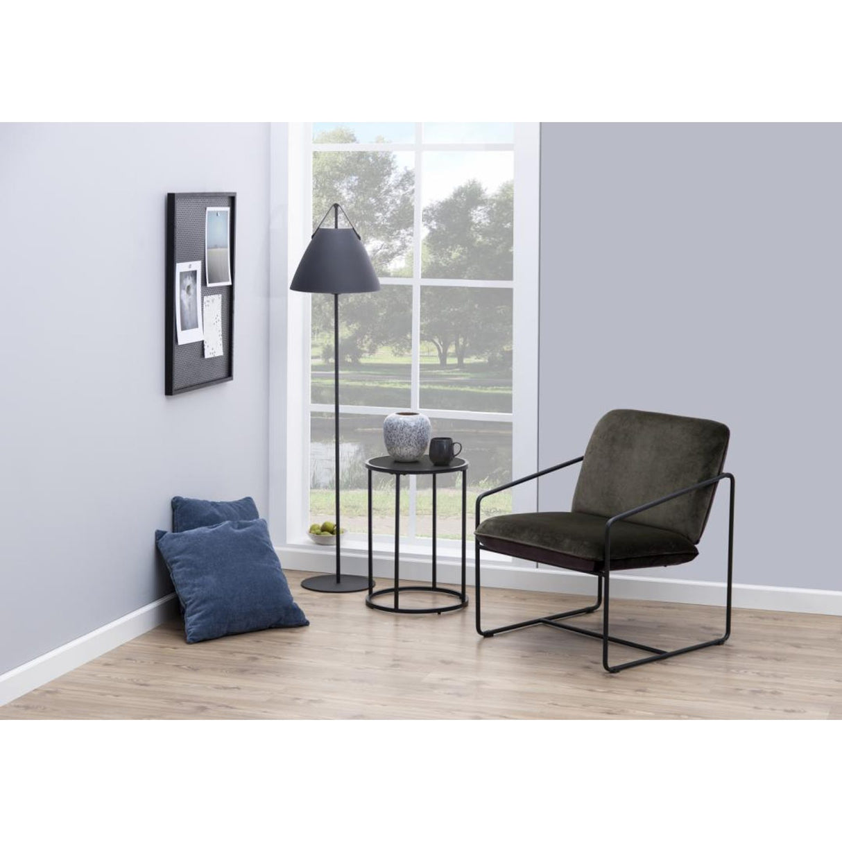 Notting Hill Sidobord Rund 40 cm Svart Ask